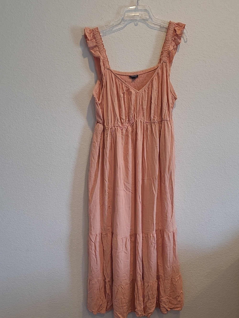 Torrid Peach Sleeveless Ruffled Strap Maxi Dress Size 3x - Picture 4 of 11